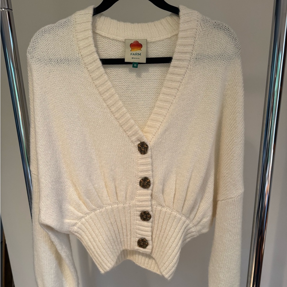 FARM Rio Women's Ivory Button-Up Cardigan
